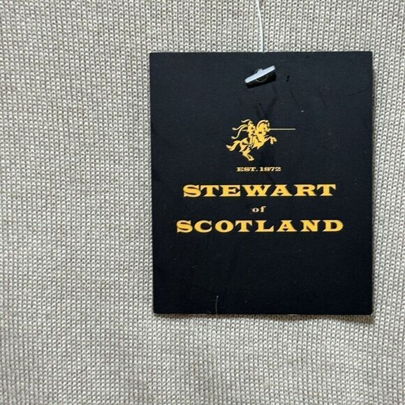 Stewart Of Scotland Sweater Men's Medium Tan Merino‎ Wool Pullover Long Sleeve - Picture 6 of 10